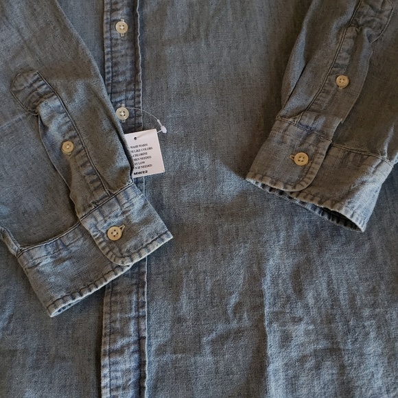Chambray Polo RL Long Sleeve Button Shirt Large - Picture 5 of 6